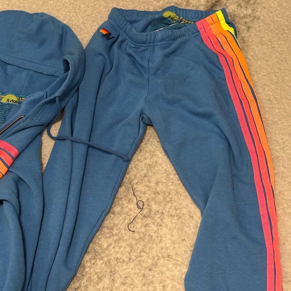 Aviator Nation Cobalt Sweatpant  with Neon Stripes size SMALL